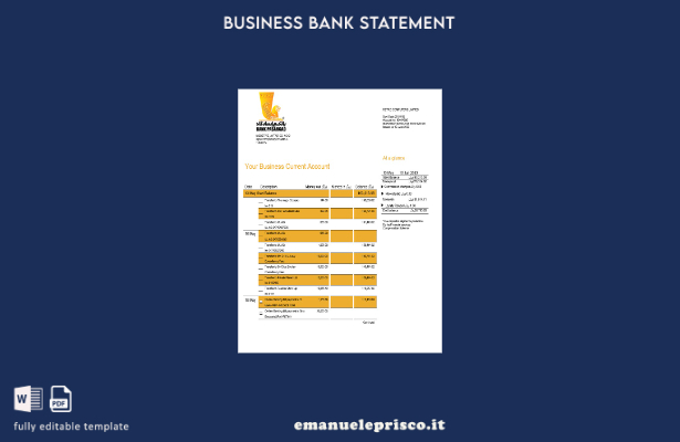 stile verificato Modello Word e PDF di estratto conto della Banca Pasargad